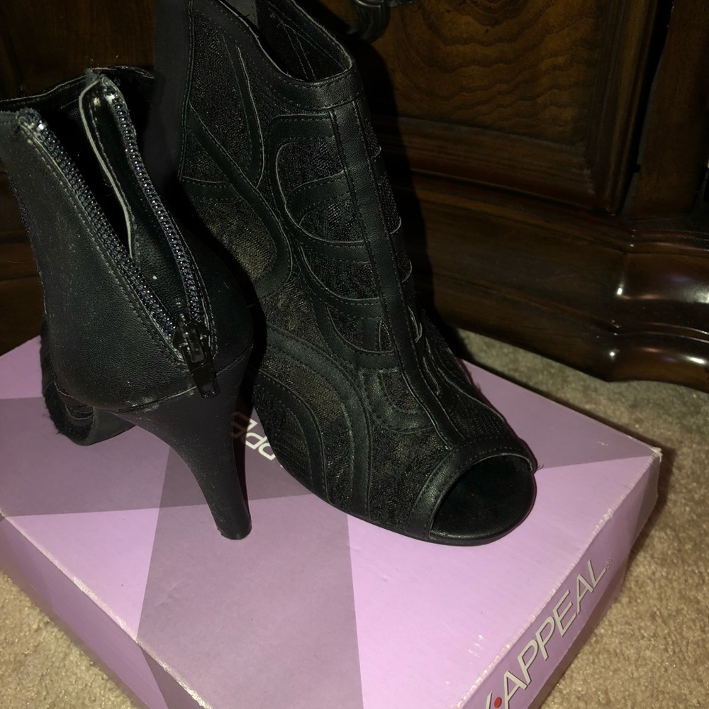 Black see thru heels size 8